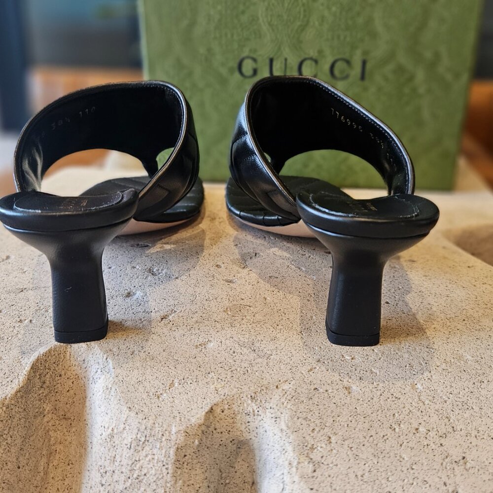 Gucci Double G Mule 776995 BK060 - 1000 Black Leather Size 38+ New Womens Shoes - Picture 5 of 15